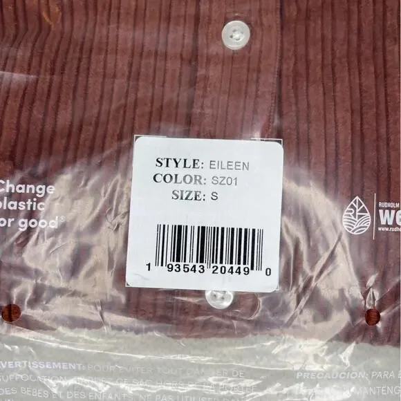 NWT New Frank & Eileen “Eileen” Relaxed Fit Corduroy Button-Up Shirt Size S